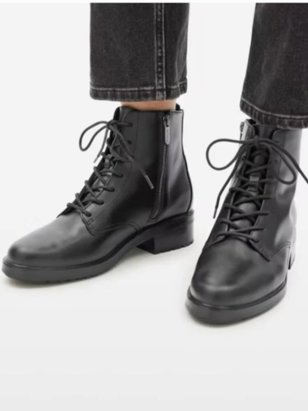 EVERLANE The Modern Utility Lace-Up Combat Boot, Black, 8